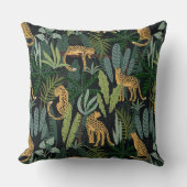 Leopard-Jungle-WaldIllustration Nahtlos Kissen (Vorderseite)