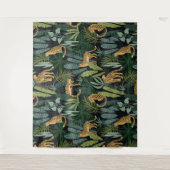 Leopard-Jungle-WaldIllustration Nahtlos Wandteppich (Vorderseite)