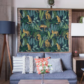 Leopard-Jungle-WaldIllustration Nahtlos Wandteppich