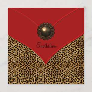 Leopard Juwel Rot All Anlass Party Einladung