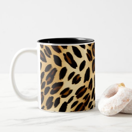 Leopard-Kaffee-Tasse: Chic Office-Tasse Zweifarbige Tasse (Mit Donut)