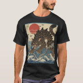 Leopard Kaiju Ukiyo-e Wave T-Shirt (Vorderseite)