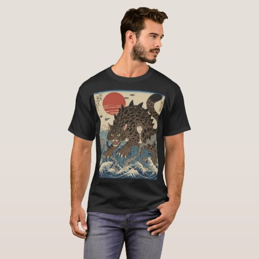 Leopard Kaiju Ukiyo-e Wave T-Shirt (Vorne ganz)