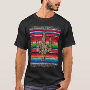 Leopard Kaktus Mexikanischer Serape Cinco De Mayo T-Shirt