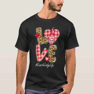 Leopard Kariert Heart Liebe Lunch Lady Gnome Valen T-Shirt