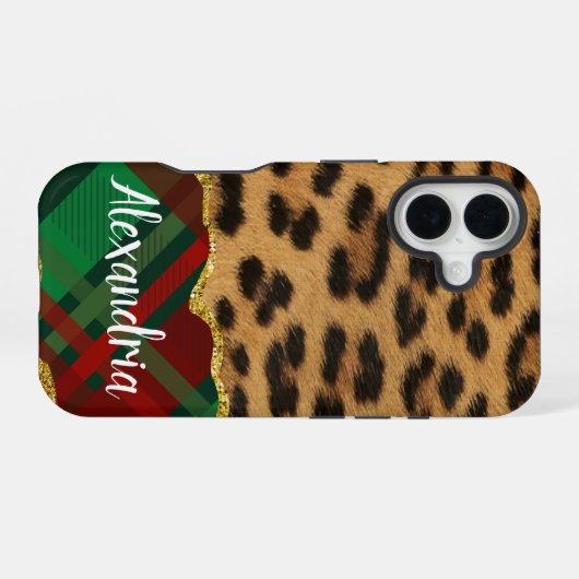 Leopard Kariert iPhone 16 Hülle (Rückseite (Horizontal))