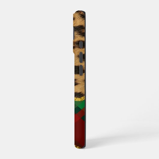 Leopard Kariert iPhone 16 Hülle (Linke Seite)