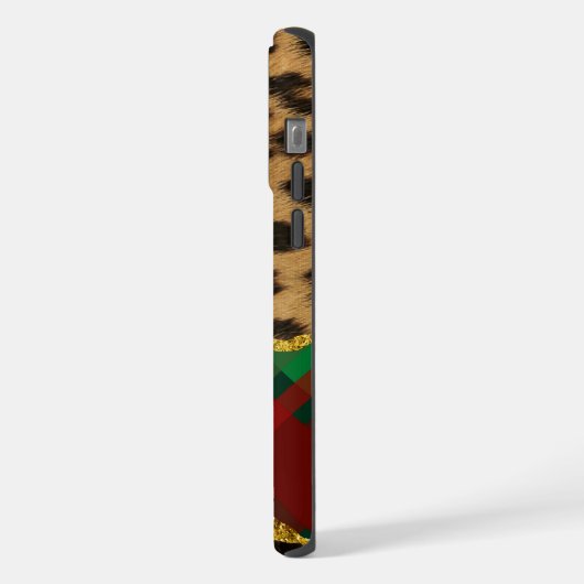 Leopard Kariert iPhone Hülle (Linke Seite)