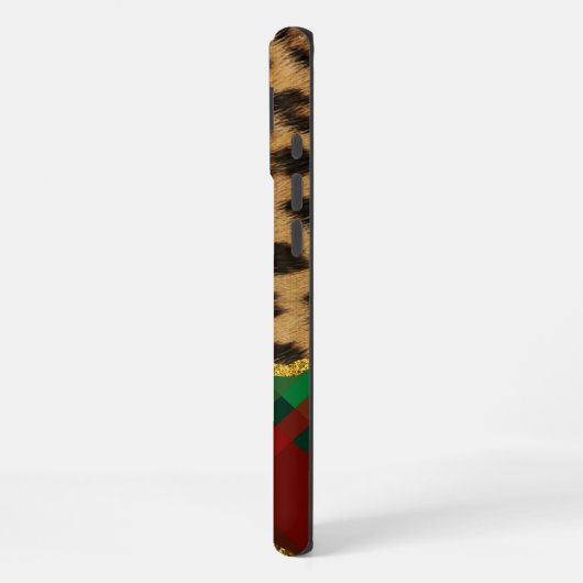 Leopard Kariert iPhone Hülle (Linke Seite)