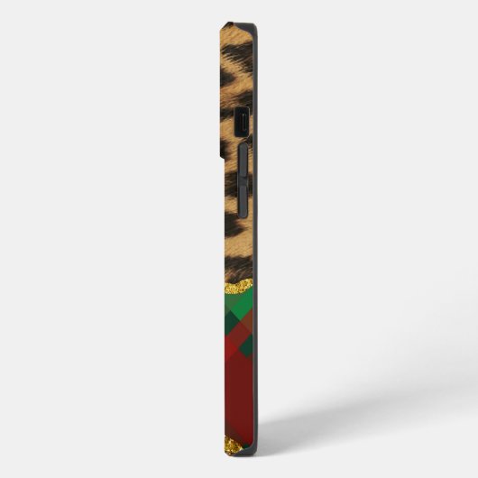 Leopard Kariert iPhone Hülle (Linke Seite)