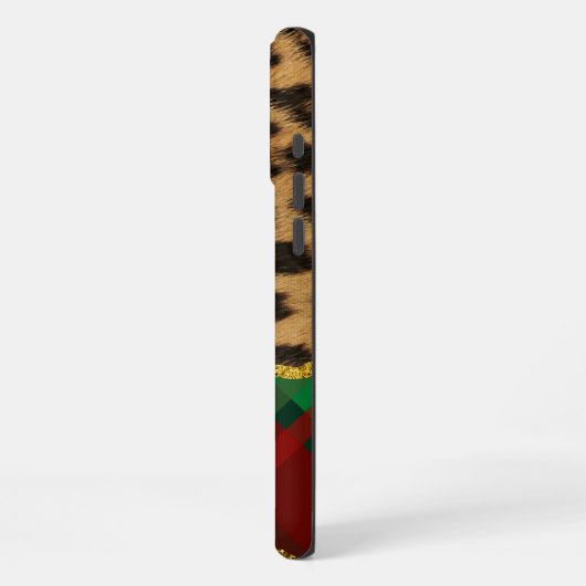 Leopard Kariert iPhone Hülle (Linke Seite)