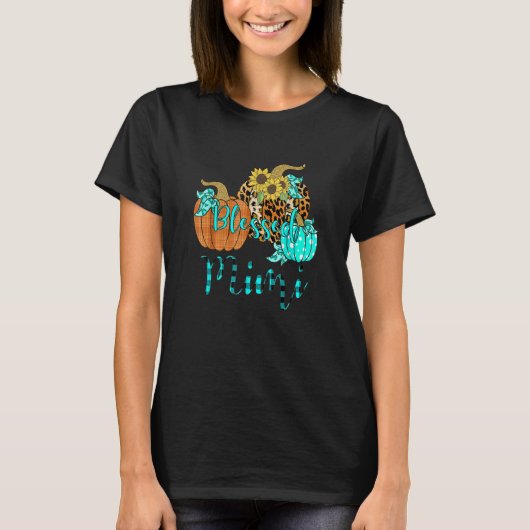 Leopard Kariert Pumpkin Seligen Mimi Erntedank Fa T-Shirt (Vorderseite)