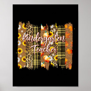 Leopard Karo Herbst Gesegneter Kindergarten-Lehrer Poster