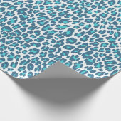 Leopard, Käse, türkis, blau Geschenkpapier (Ecke)