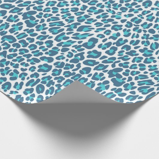 Leopard, Käse, türkis, blau Geschenkpapier (Ecke)