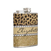 Leopard-Kassagold-Glitzer-diamante de imitación Flachmann (Rechts)