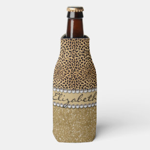 Leopard-Kassagold-Glitzer-diamante de imitación Flaschenkühler