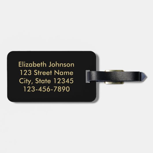 Leopard-Kassagold-Glitzer-diamante de imitación Gepäckanhänger (Rückseite horizontal)