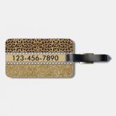 Leopard-Kassagold-Glitzer-diamante de imitación Gepäckanhänger (Rückseite horizontal)