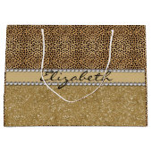 Leopard-Kassagold-Glitzer-diamante de imitación Große Geschenktüte (Vorderseite)