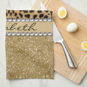 Leopard-Kassagold-Glitzer-diamante de imitación Küchentuch (Viertel Falte)