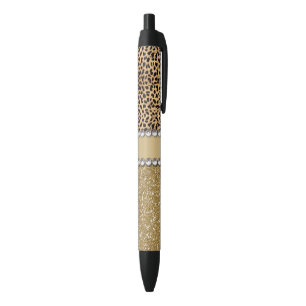 Leopard-Kassagold-Glitzer-diamante de imitación Kugelschreiber