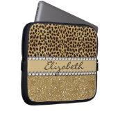 Leopard-Kassagold-Glitzer-diamante de imitación Laptopschutzhülle (Vorne Rechts)