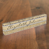 Leopard-Kassagold-Glitzer-diamante de imitación Namensplakette (Seite)