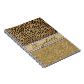 Leopard-Kassagold-Glitzer-diamante de imitación Notizblock (Rechte Seite)