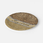 Leopard-Kassagold-Glitzer-diamante de imitación Pappteller (Schrägansicht)