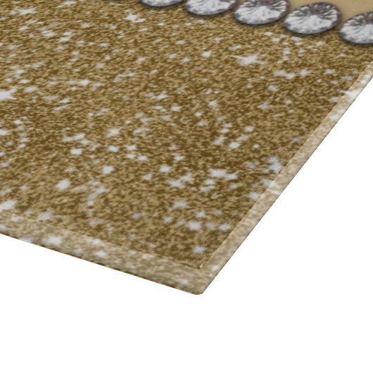 Leopard-Kassagold-Glitzer-diamante de imitación Schneidebrett (Ecke)