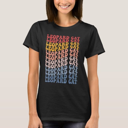 Leopard Katze Groovy Retro T-Shirt (Vorderseite)