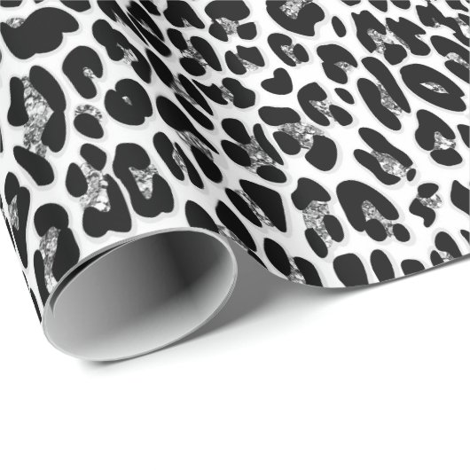 Leopard, Ketah-Tierdruck grau Geschenkpapier (Rolleneckpunkt)