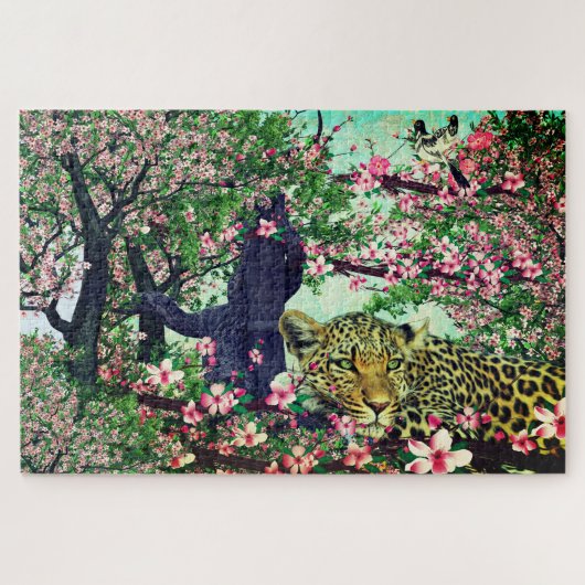 Leopard-Kirschblüten Puzzle (Horizontal)