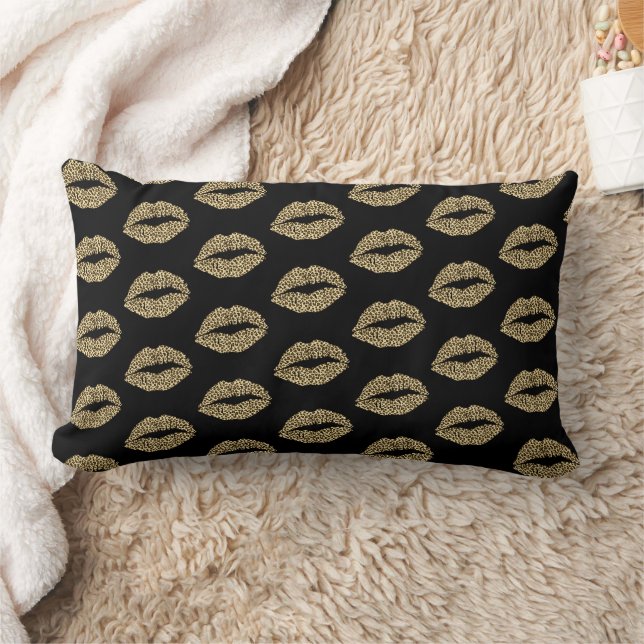 Leopard Kiss - Leopard Print Lips Muster Lendenkissen (Decke)