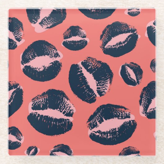 Leopard Kiss: Lipstick-Mode Glasuntersetzer (Vorderseite)
