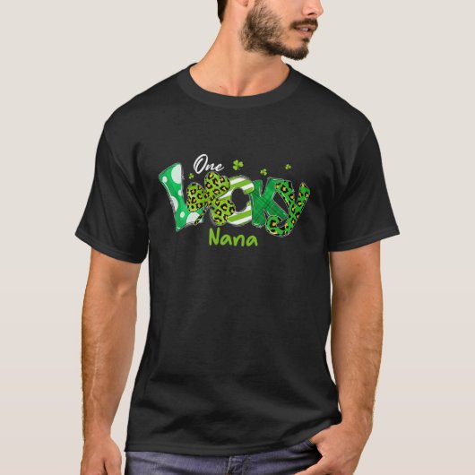 Leopard Kleeblatt One Lucky Nana St Patricks Day I T-Shirt (Vorderseite)
