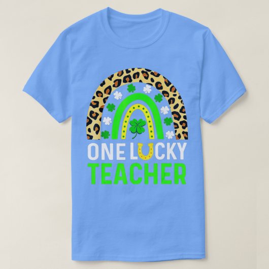 Leopard Kleeblatt One Lucky Teacher St Patrick's D T-Shirt (Design vorne)