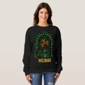 Leopard Kleeblatt Regenbogen für St Patricks Day L Sweatshirt (Vorne ganz)
