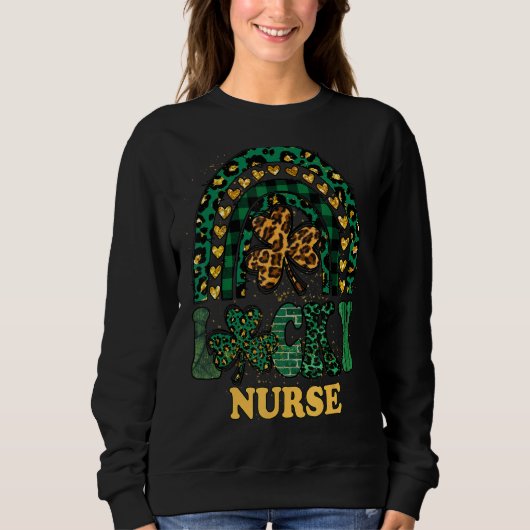 Leopard Kleeblatt Regenbogen für St Patricks Day L Sweatshirt (Vorderseite)