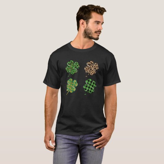 Leopard Kleeblatts Funny Men St Patricks Day T-Shirt (Vorne ganz)