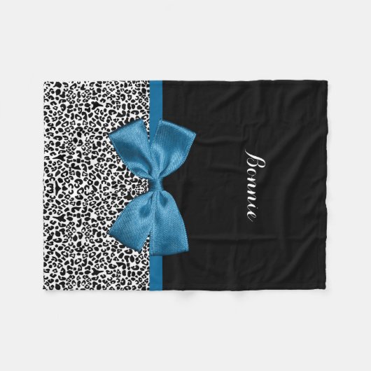Leopard  Kobalt-Blauer Band Fleecedecke (Vorderseite (Horizontal))