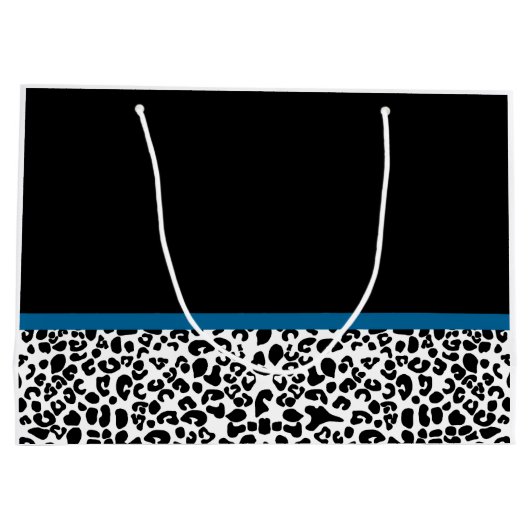 Leopard  Kobalt-Blauer Band Große Geschenktüte (Rückseite)