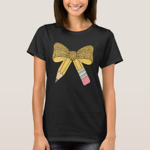 Leopard Kokette Bogen Bleistift Lehrer Zurück zur T-Shirt
