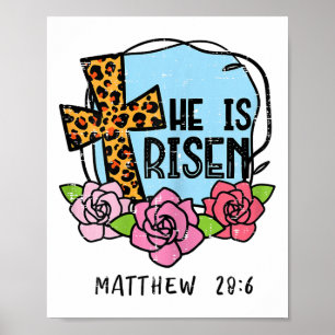 Leopard Kreuz Er Ist Auferstanden Ostern Jesus Rel Poster