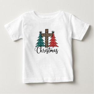 Leopard Kreuz Weihnachtsbäume Christlich  Baby T-shirt