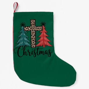 Leopard Kreuz Weihnachtsbäume Christlich  Kleiner Weihnachtsstrumpf