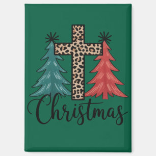 Leopard Kreuz Weihnachtsbäume Christlich Magnet