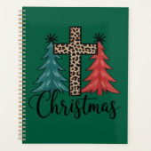 Leopard Kreuz Weihnachtsbäume Christlich Planer (Vorderseite)