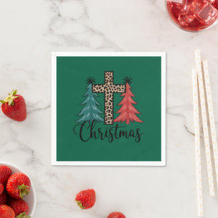 Leopard Kreuz Weihnachtsbäume Christlich Serviette